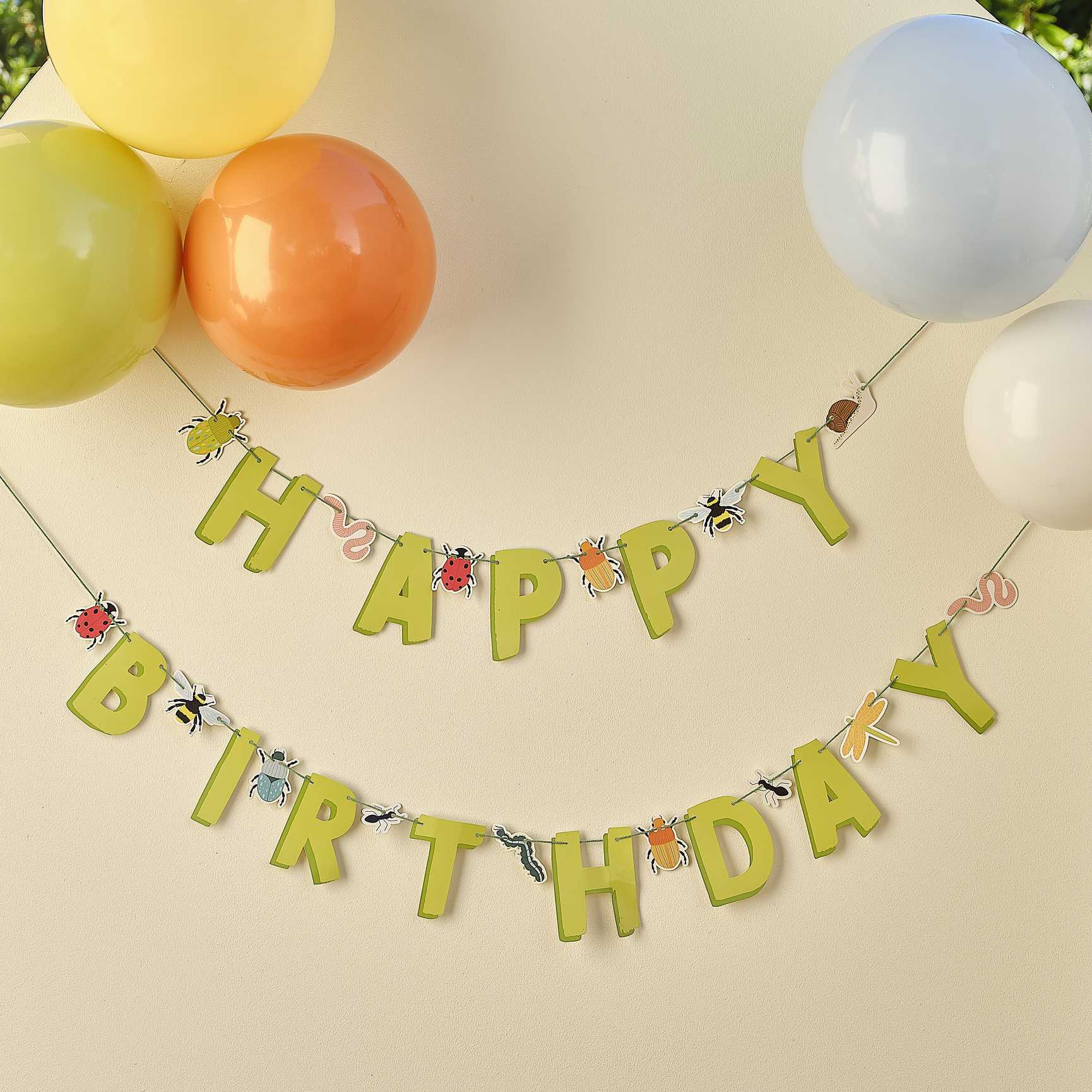 Bug & Insect Happy Birthday Banner Decoration - banners, bunting and hanging decorations from Party & Pout Australia