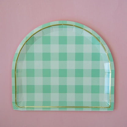 checkered green paper plates for birthdays picnics and BBQs Party and Pout
