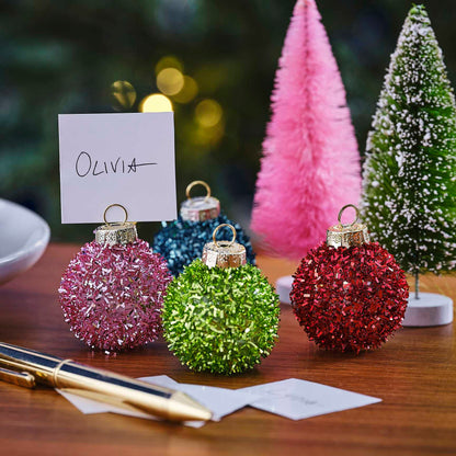 Bright Christmas Tinsel Bauble Name Place Card Holders - Christmas party decorations and tableware from Party & Pout Austr...