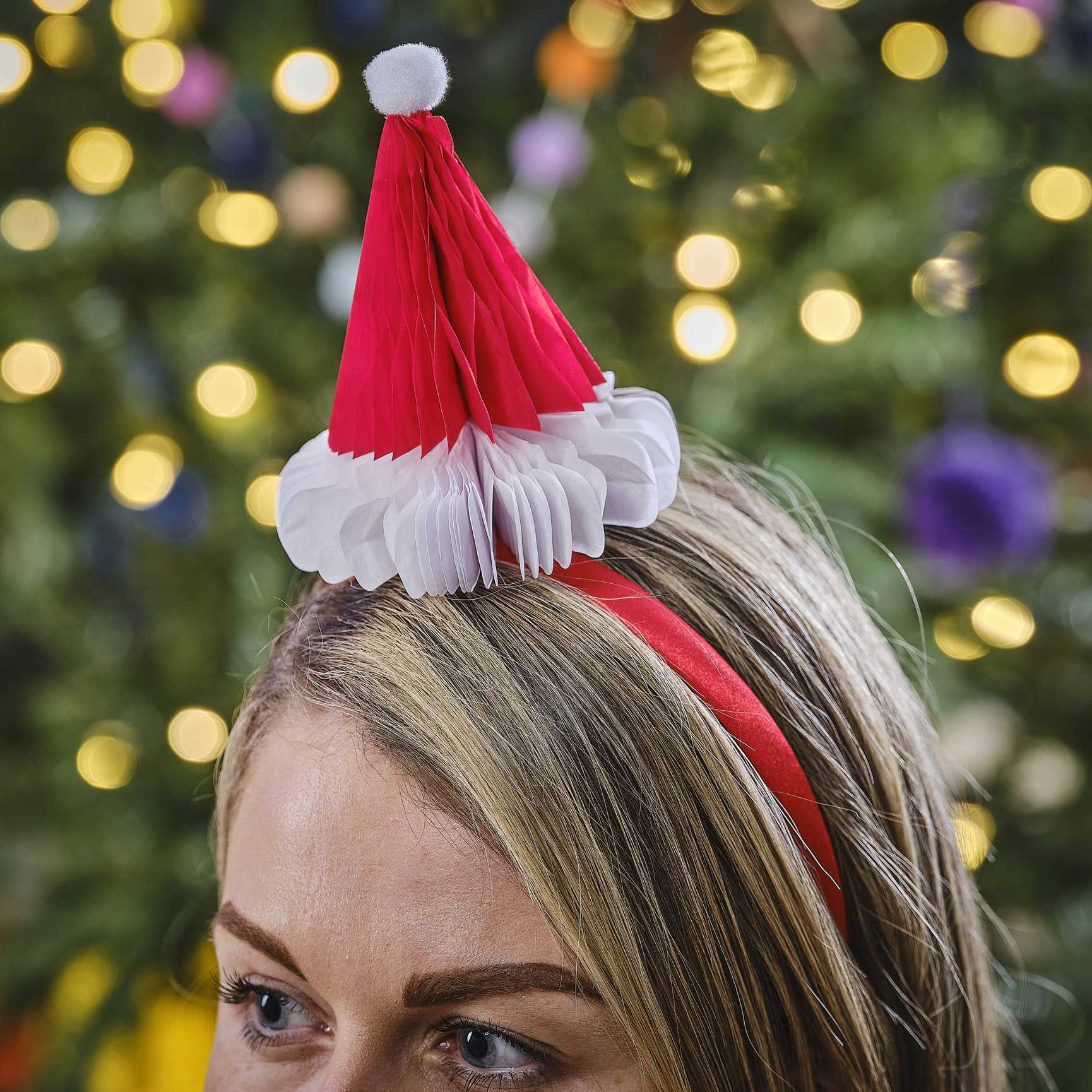 Christmas Santa Hat Honeycomb Headband Crown - Christmas party decorations and tableware from Party & Pout Australia