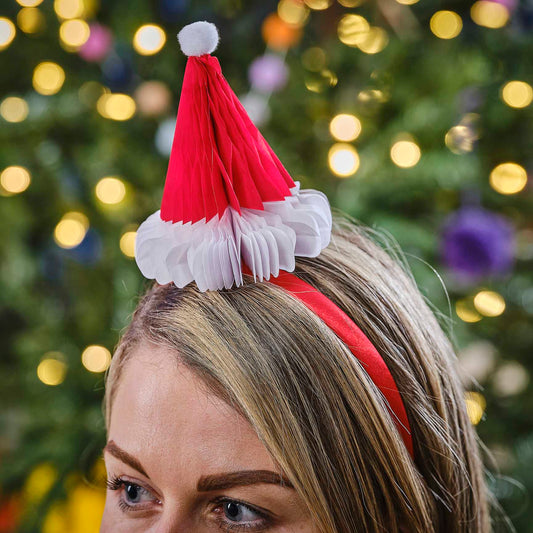 Christmas Santa Hat Honeycomb Headband Crown - Christmas party decorations and tableware from Party & Pout Australia