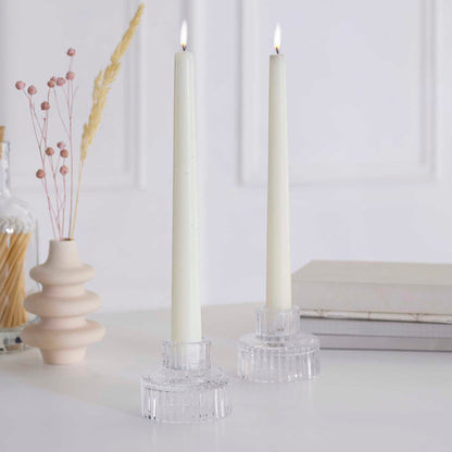 Clear Glass RIbbed Christmas Candle Stick Holder - Christmas party decorations and tableware from Party & Pout Australia