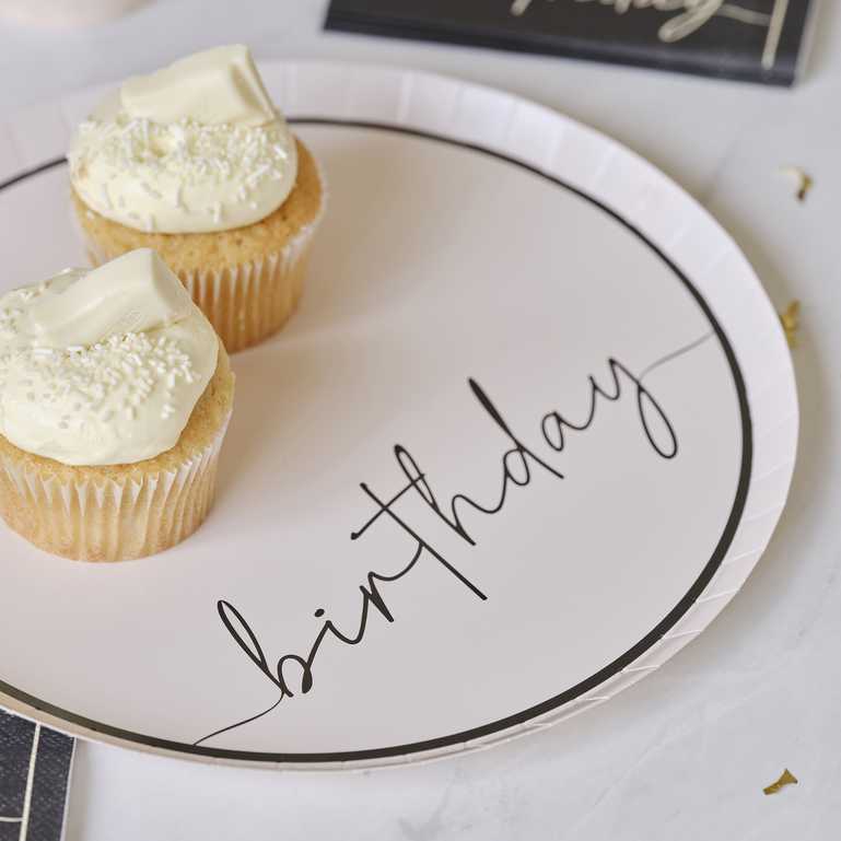 Stylish disposable birthday plates nude black party supplies