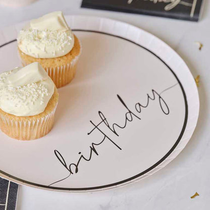 Stylish disposable birthday plates nude black party supplies