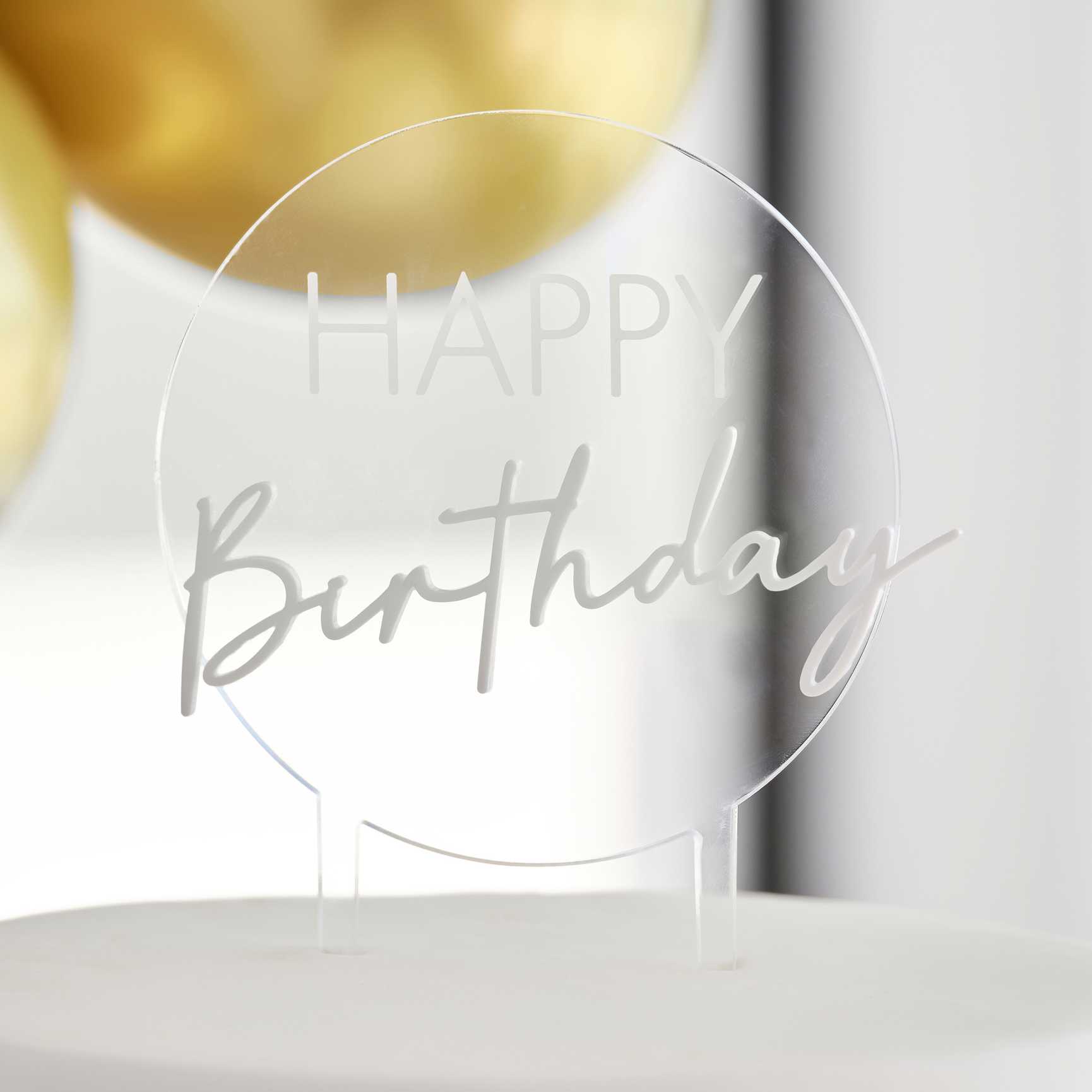 clear acrylic Happy Birthday cake topper birthday supplies