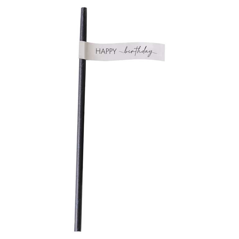 Birthday party straws nude black theme tableware