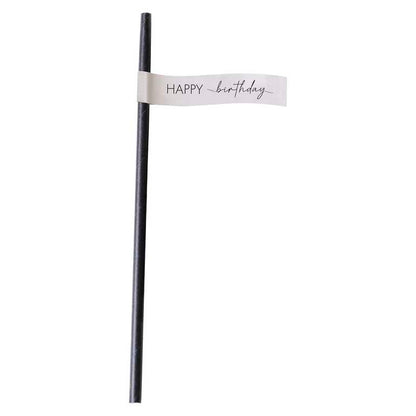 Birthday party straws nude black theme tableware