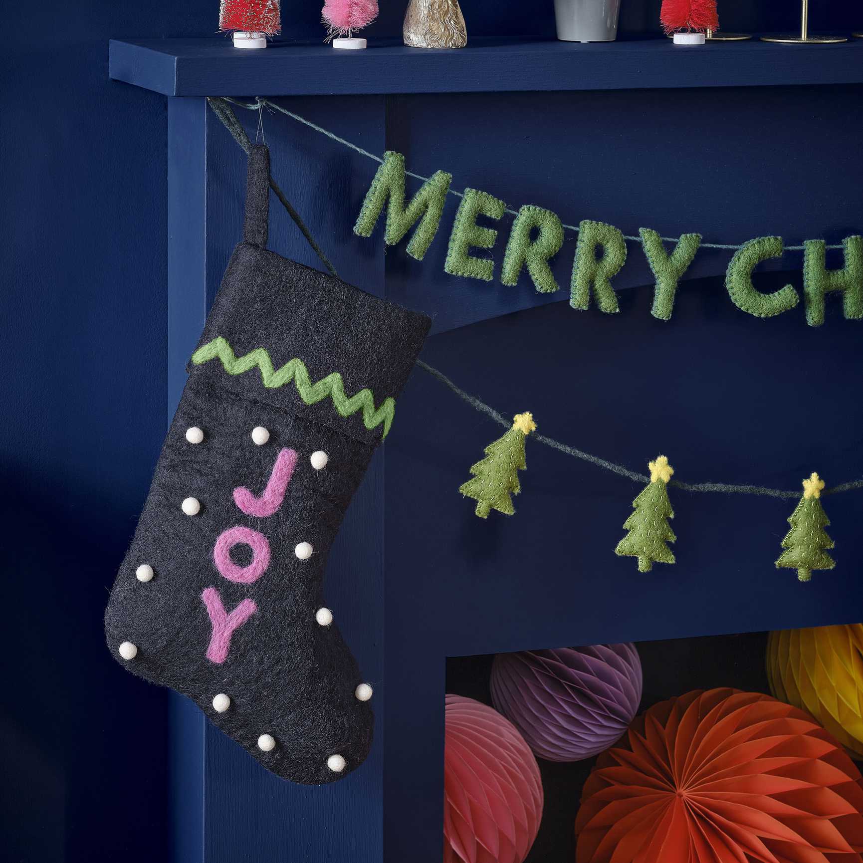 Colourful Felt Christmas Stocking - Christmas party decorations and tableware from Party & Pout Australia