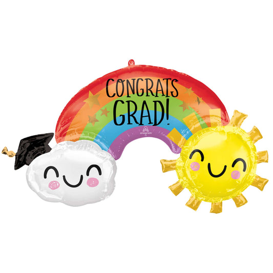 Jumbo Congrats Grad Rainbow Happy Graduation Balloon - party balloons and balloon decorations from Party & Pout Australia
