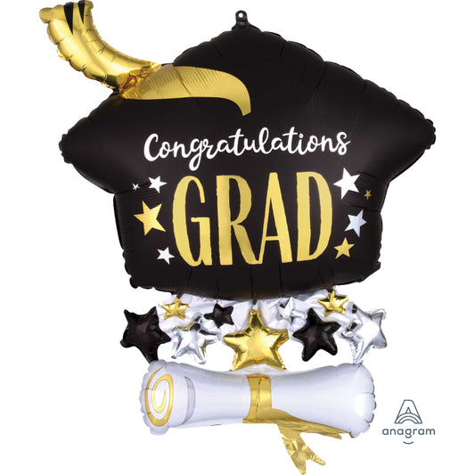 Congratulation Grad Hat Party Foil Balloon - party balloons and balloon decorations from Party & Pout Australia