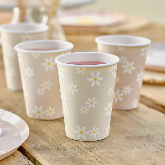 Pastel Daisy Flower Floral Paper Party Cups - party supplies and decorations from Party & Pout Australia