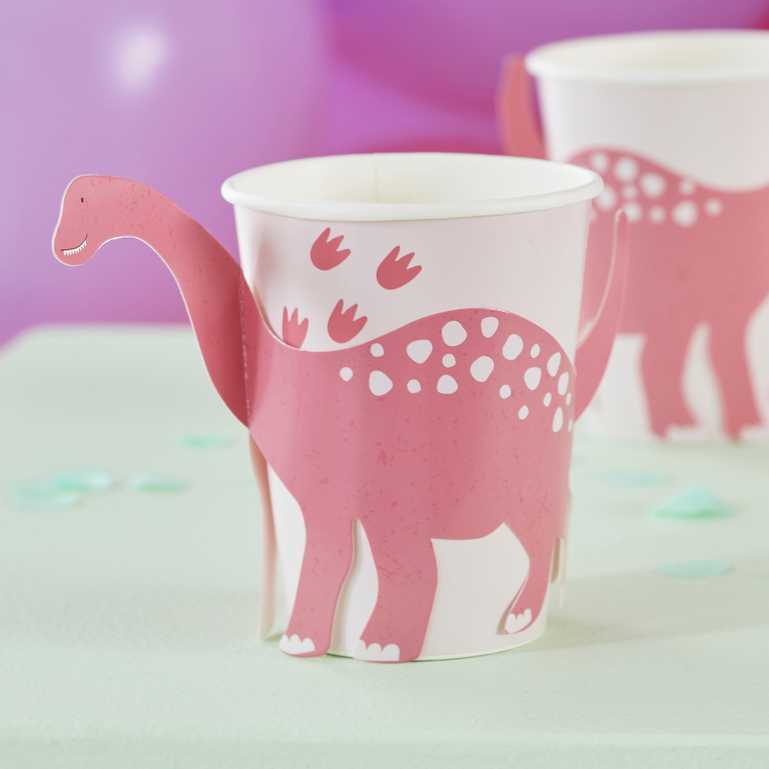 Dinosaur theme party cups pink disposable cups