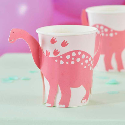 Dinosaur theme party cups pink disposable cups