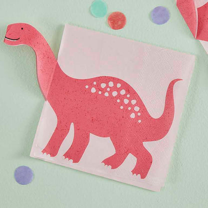 Dinosaur birthday paper napkins pink pop-out design