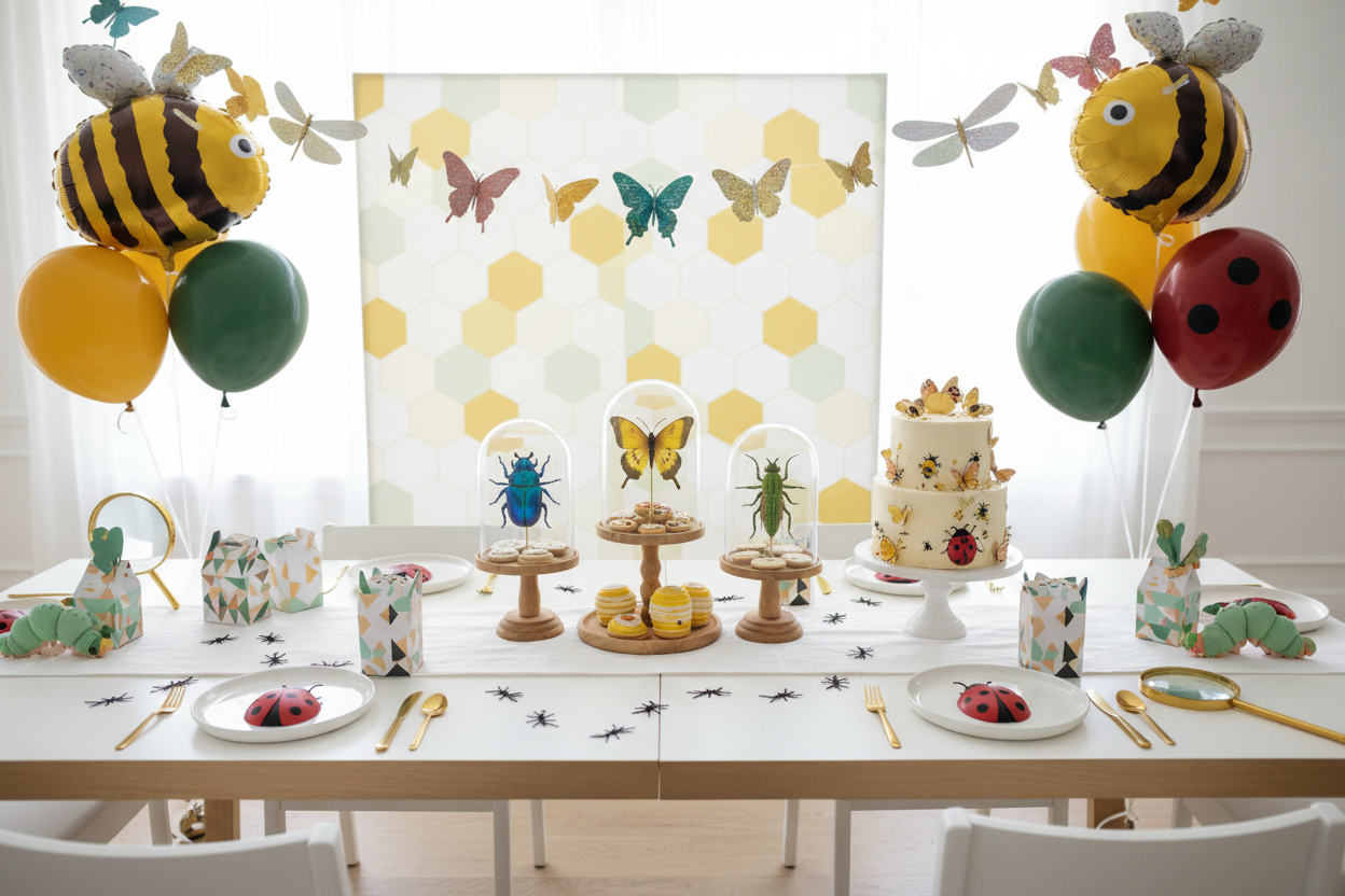 do it again but no monstera leaves please and use more bugs and insect things 