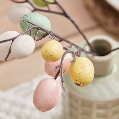 artificial egg stems in vase for Easter home décor and celebration