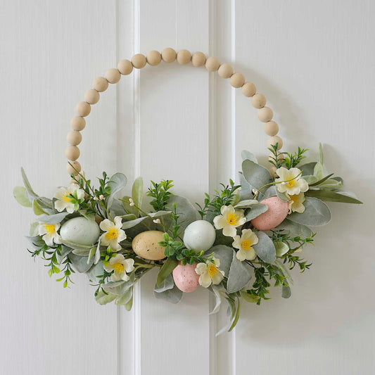 Wooden Bead Floral Easter Wreath Decoration - party supplies and decorations from Party & Pout Australia