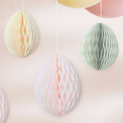 cream pink sage hanging Easter egg ornaments for spring celebration