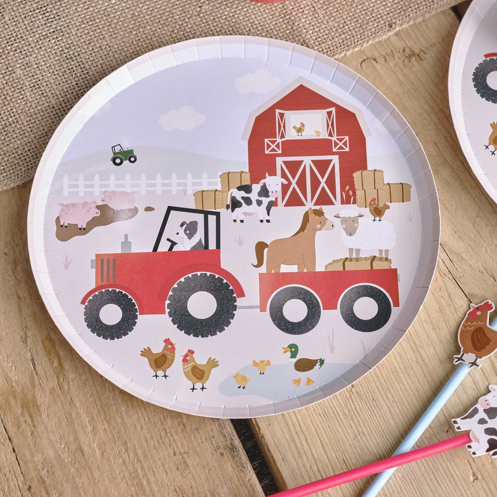 Farm animals paper party plates 8-pack kids birthday Australia