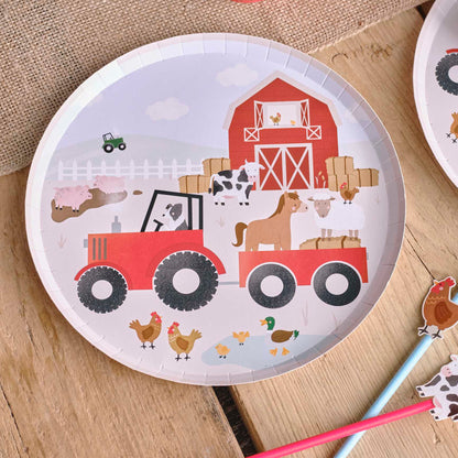 Farm animals paper party plates 8-pack kids birthday Australia