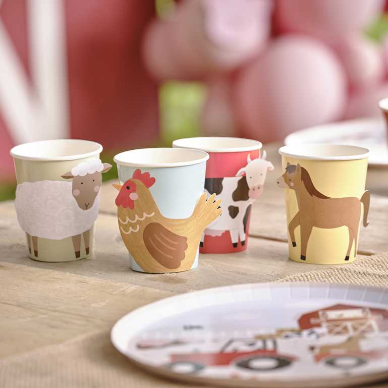 Rustic farm themed party paper cups for birthdays baby showers Australia