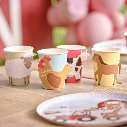 Rustic farm themed party paper cups for birthdays baby showers Australia