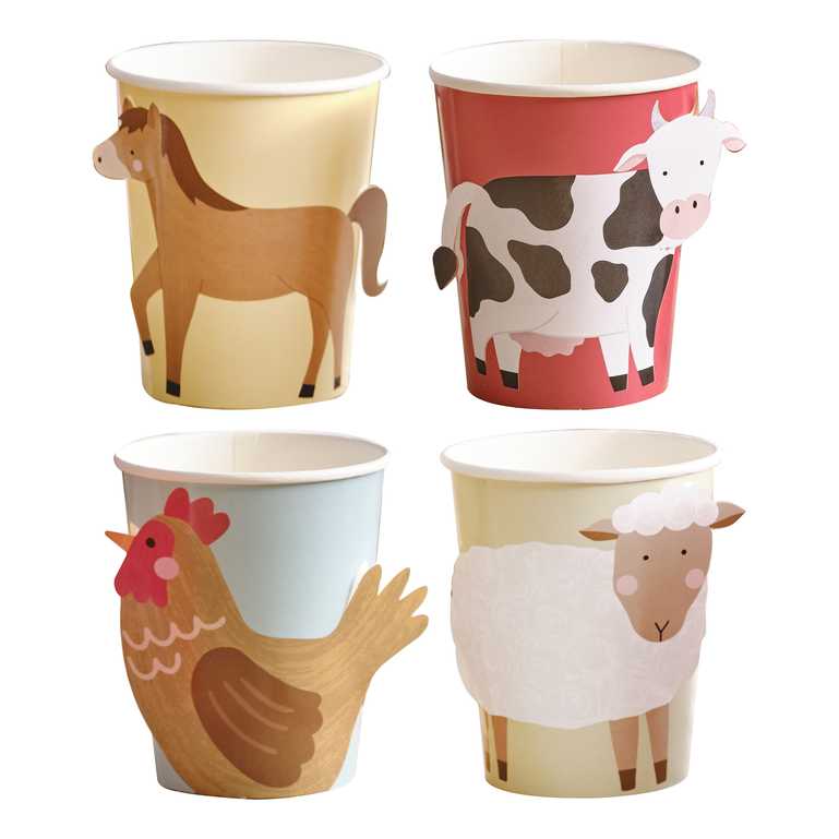 Barnyard party paper cups farm animal design party supplies Australia
