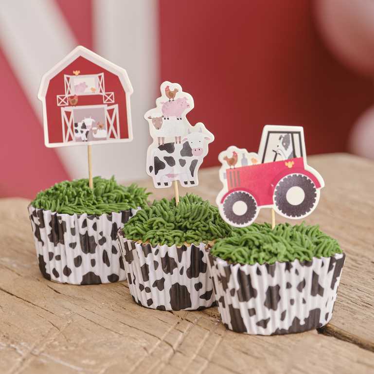 Rustic farm themed cupcake toppers for birthdays baby showers and party supplies Australia