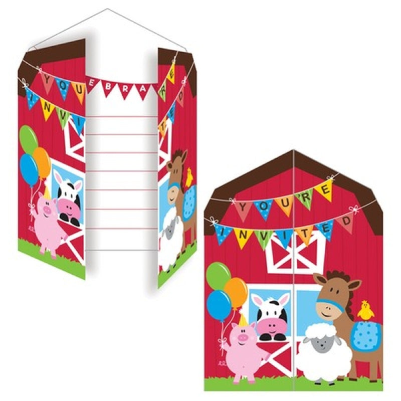 Farm Animal Barnyard Kids Birthday Party Invitations - party invitations, cards and stationery from Party & Pout Australia