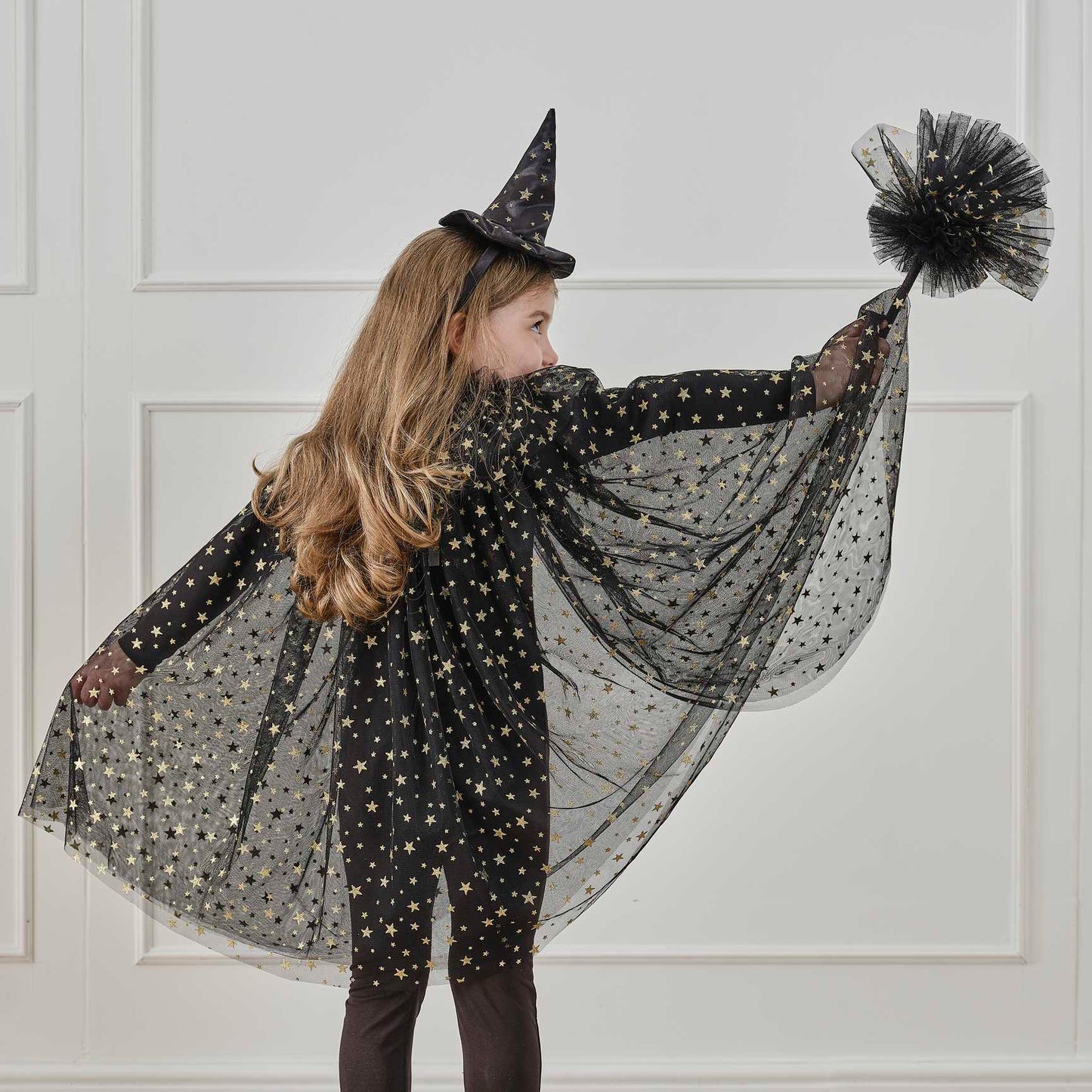 black and gold star witch cape – halloween costume australia