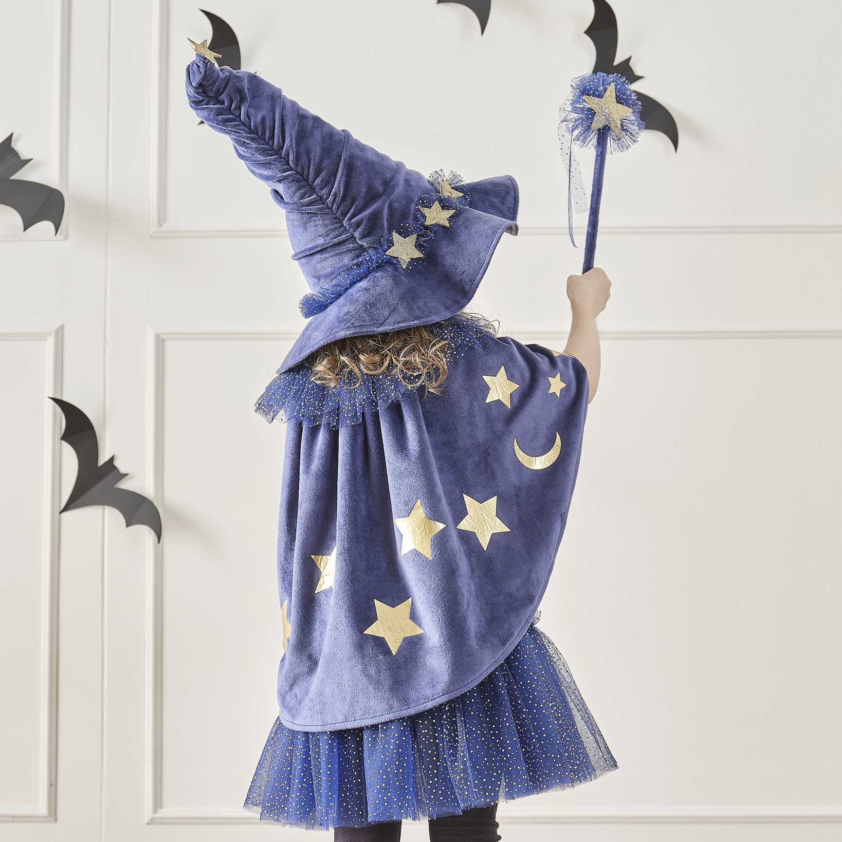 Blue Velvet Wizard Cape Kids Costume - party costumes and dress ups from Party & Pout Australia