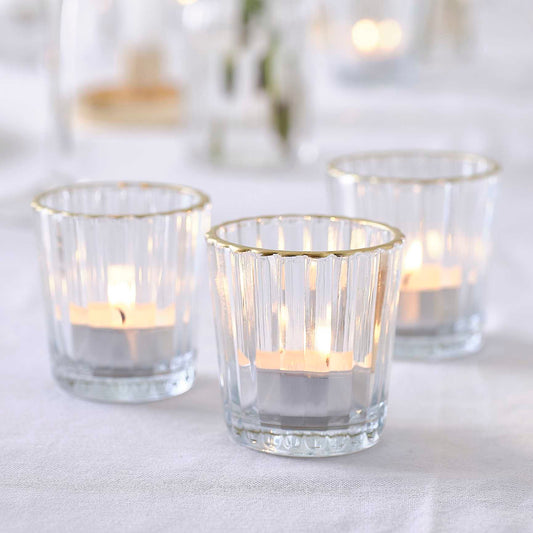 glass tea light candle holders with gold trim party décor Australia