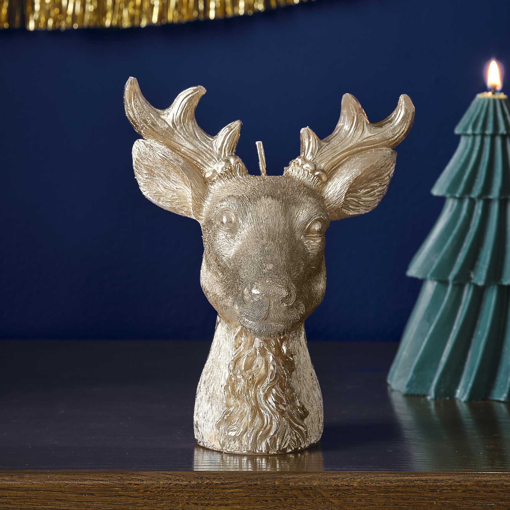 Gold Stag Reindeer Christmas Candle - Christmas party decorations and tableware from Party & Pout Australia