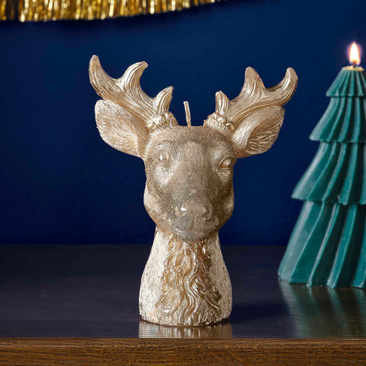 Gold Stag Reindeer Christmas Candle - Christmas party decorations and tableware from Party & Pout Australia