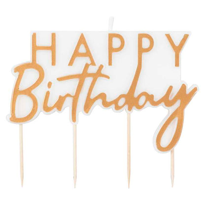 birthday cake candle gold white single candle