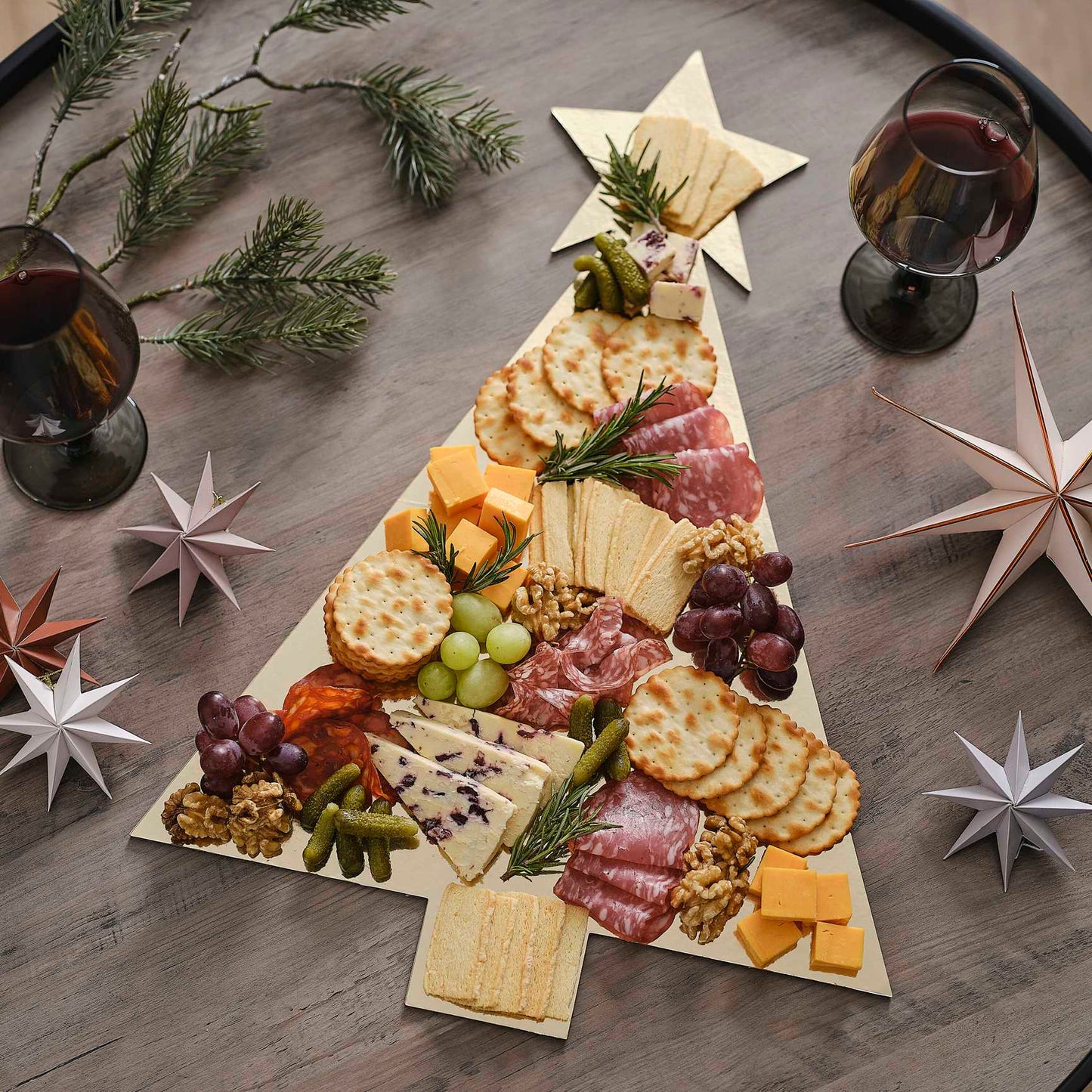 Gold Christmas Tree Grazing Board - party supplies and decorations from Party & Pout Australia