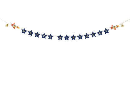 blue aviation party banner with stars – trending boys birthday décor