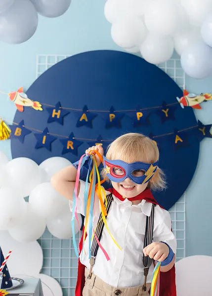 blue airplane happy birthday banner – boys party decorations australia