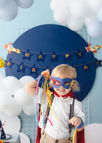 blue airplane happy birthday banner – boys party decorations australia