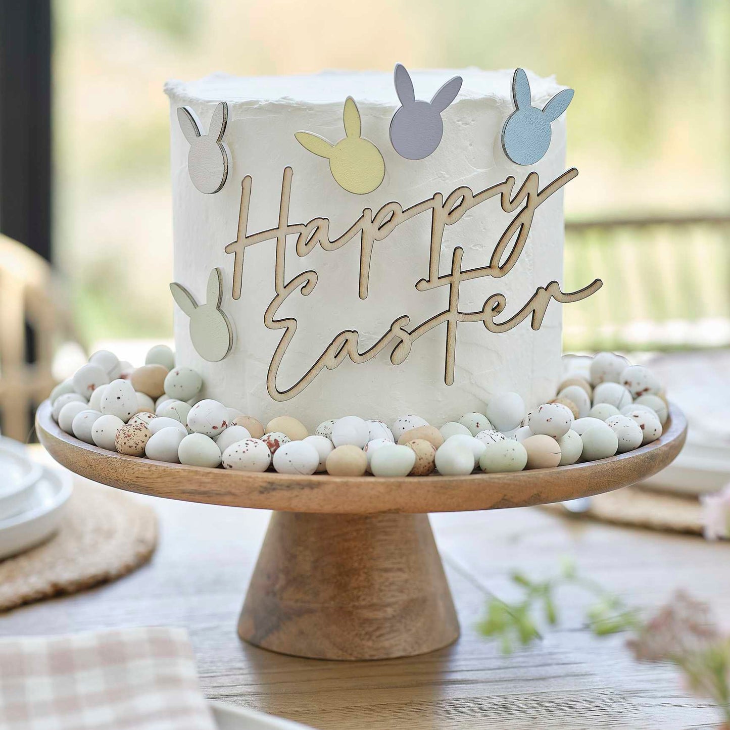 Happy Easter Wooden Cake Topper Decoration - party supplies and decorations from Party & Pout Australia