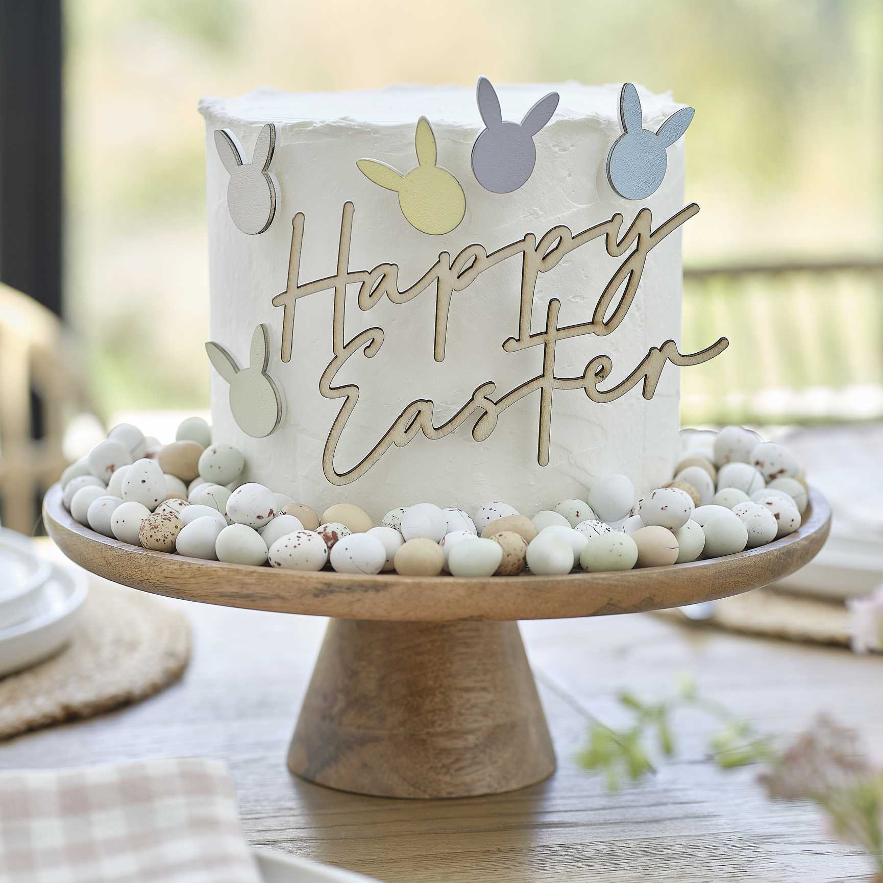 Happy Easter Wooden Cake Topper Decoration - party supplies and decorations from Party & Pout Australia