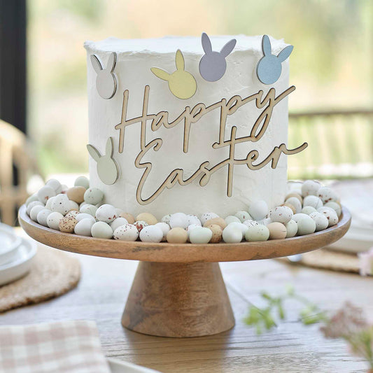 Happy Easter Wooden Cake Topper Decoration - party supplies and decorations from Party & Pout Australia