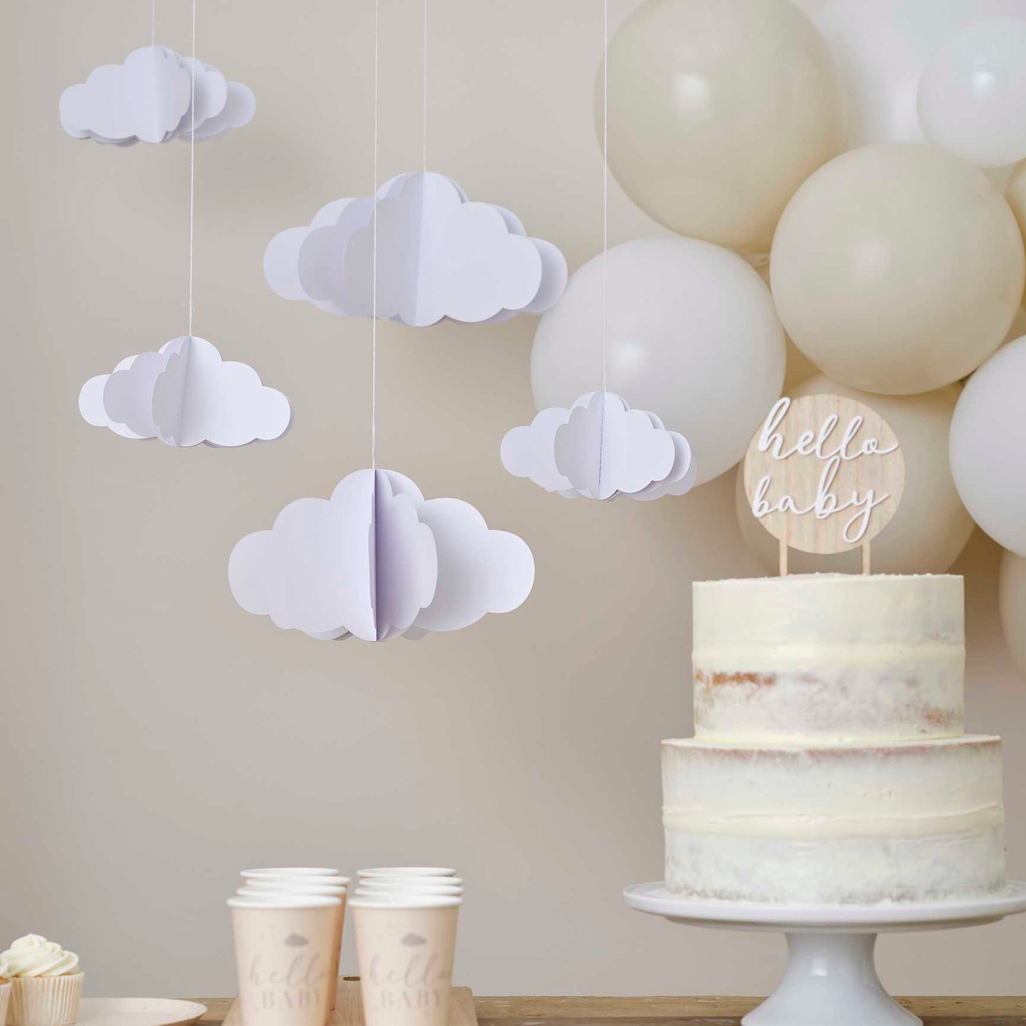 White 3D hanging cloud decorations party décor Australia
