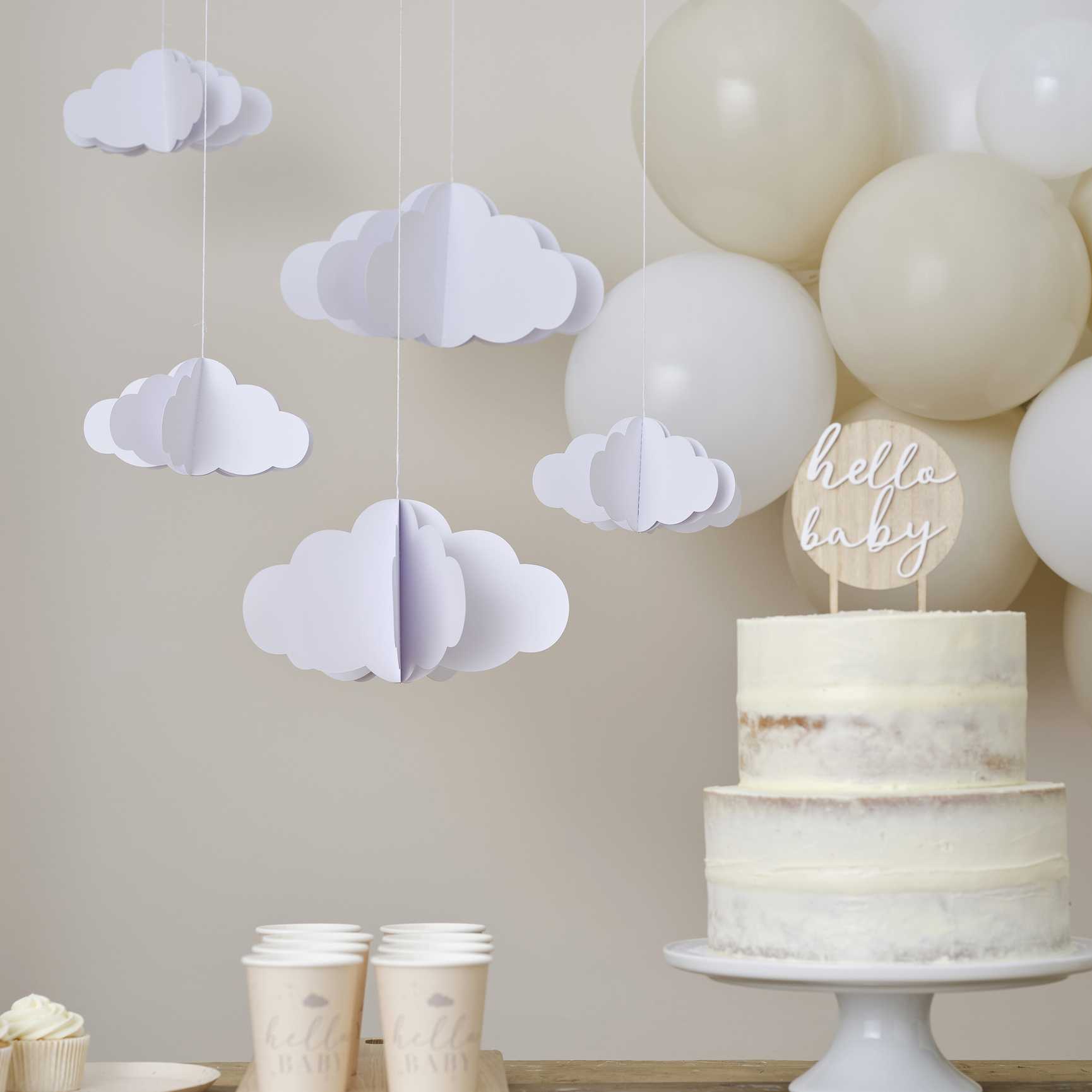 White 3D hanging cloud decorations party décor Australia
