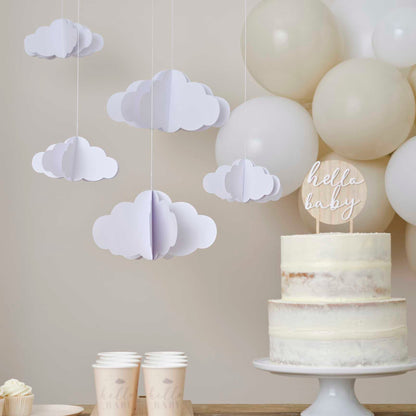 White 3D hanging cloud decorations party décor Australia