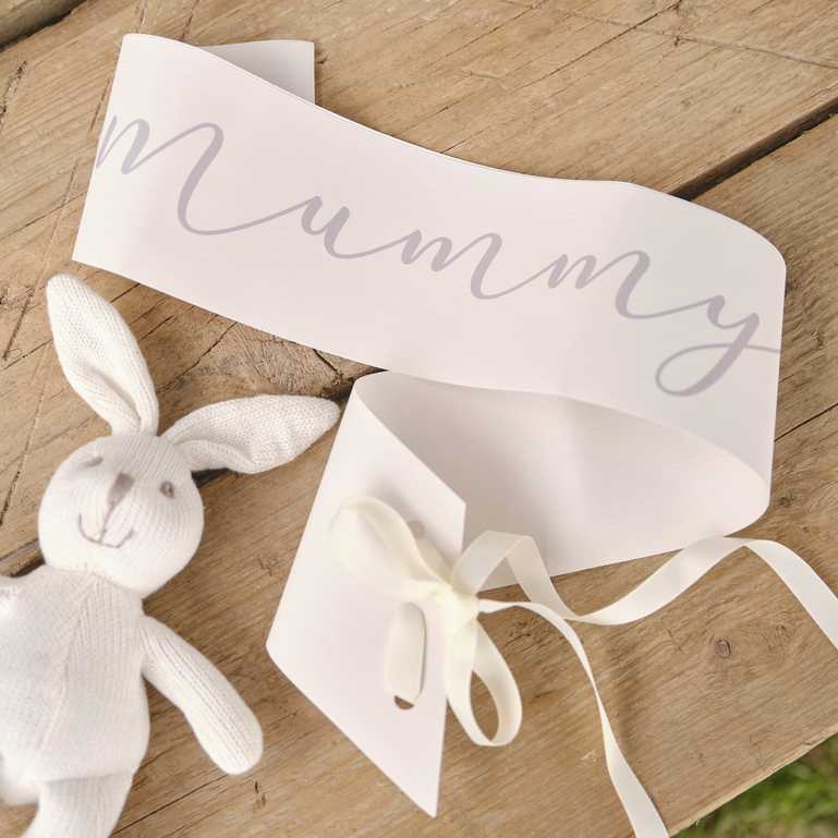 Neutral baby shower sash for mum to be party supplies
