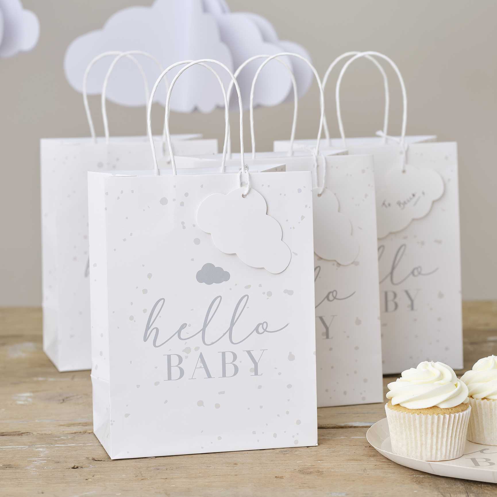 Hello Baby speckle & cloud baby shower gift bags Australia