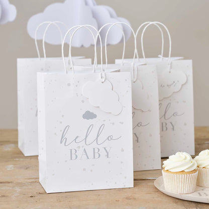 Hello Baby speckle & cloud baby shower gift bags Australia
