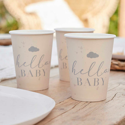 Gender-neutral baby shower cups pastel neutral party supplies