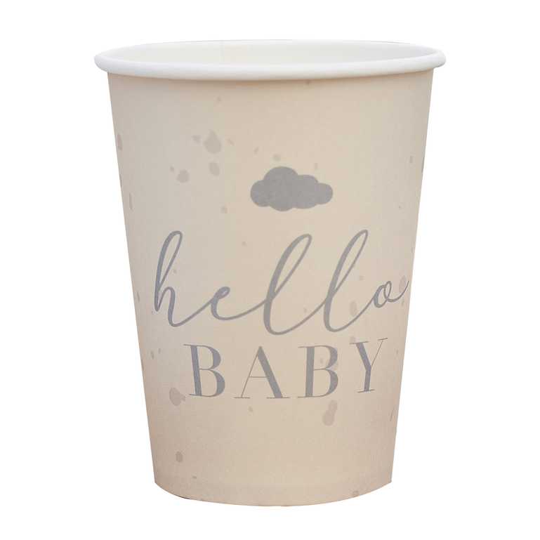 Disposable baby shower drink cups neutral décor welcome baby party